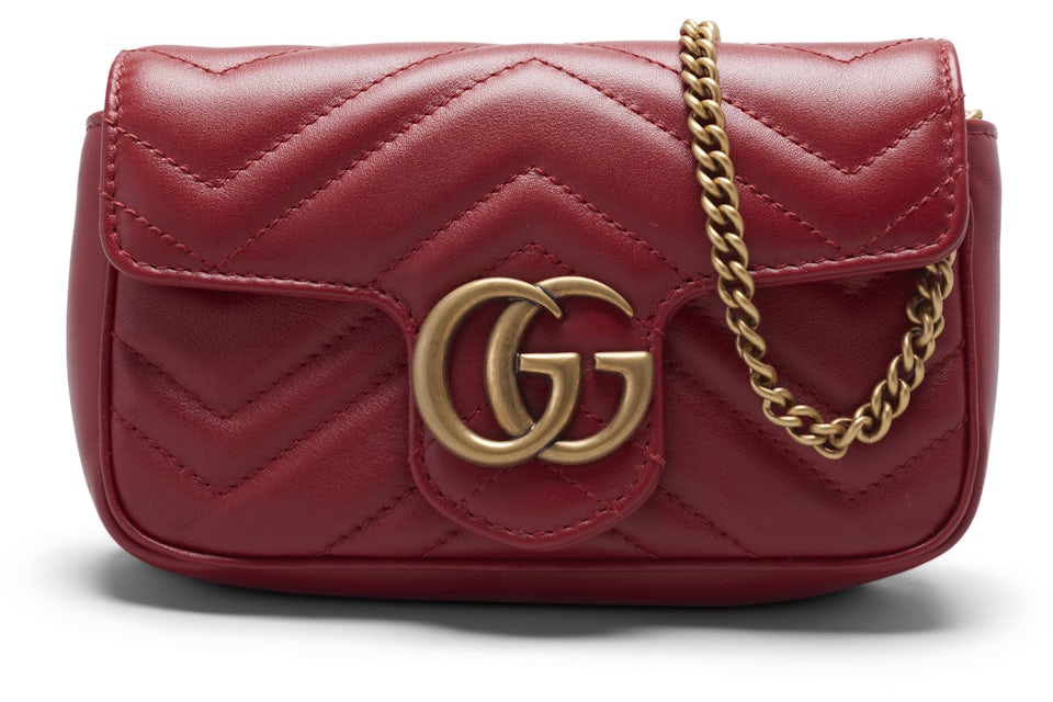 Gucci GG Marmont Camera Bag Matelasse Mini Hibiscus Red in Leather