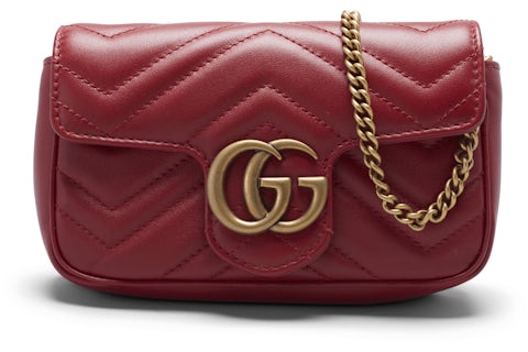 Gucci GG Marmont Matelasse Super Mini Bag Hibiscus Red in Leather