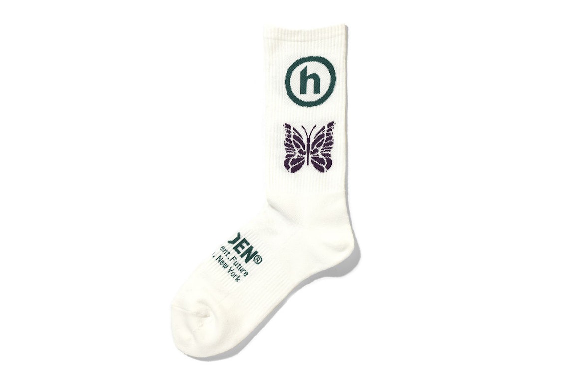 Pre-owned Hidden Ny X Needles Jacquard Socks White Green Purple
