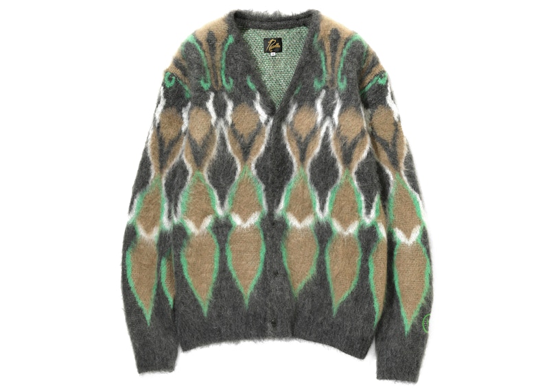 Hidden NY x Needles Mohair Cardigan Charcoal Psychedelic