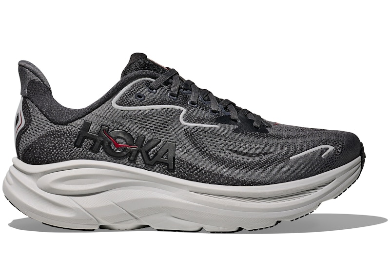 Men's Hoka One One Clifton 10 Sneakers in Carbon Black/Satellite Grey