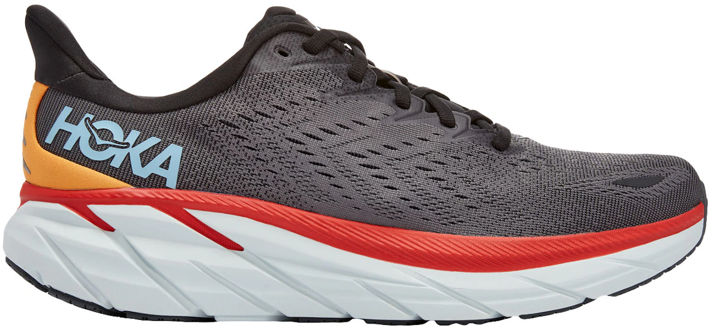Hoka One One Clifton 8 Anthracite Castlerock Red (Wide) Men's - 1121374 ...