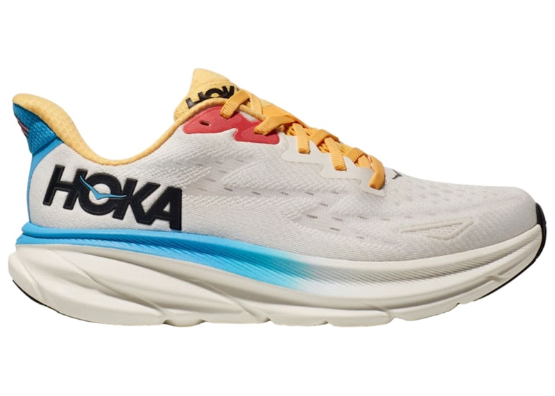 Pre-owned Hoka Clifton 9 (women's) Sneakers In Blanc De Blanc/swim Day