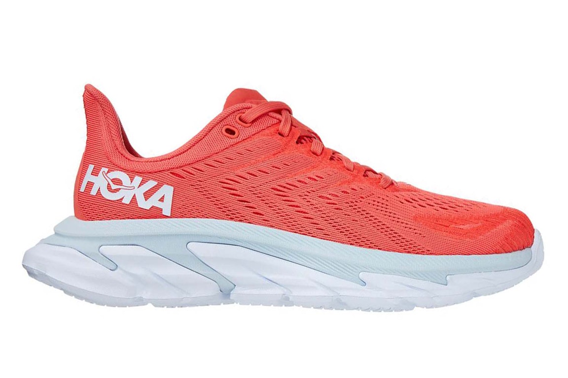 Pre-owned Hoka One One Clifton Edge Hot Coral (women's) In Hot Coral/white