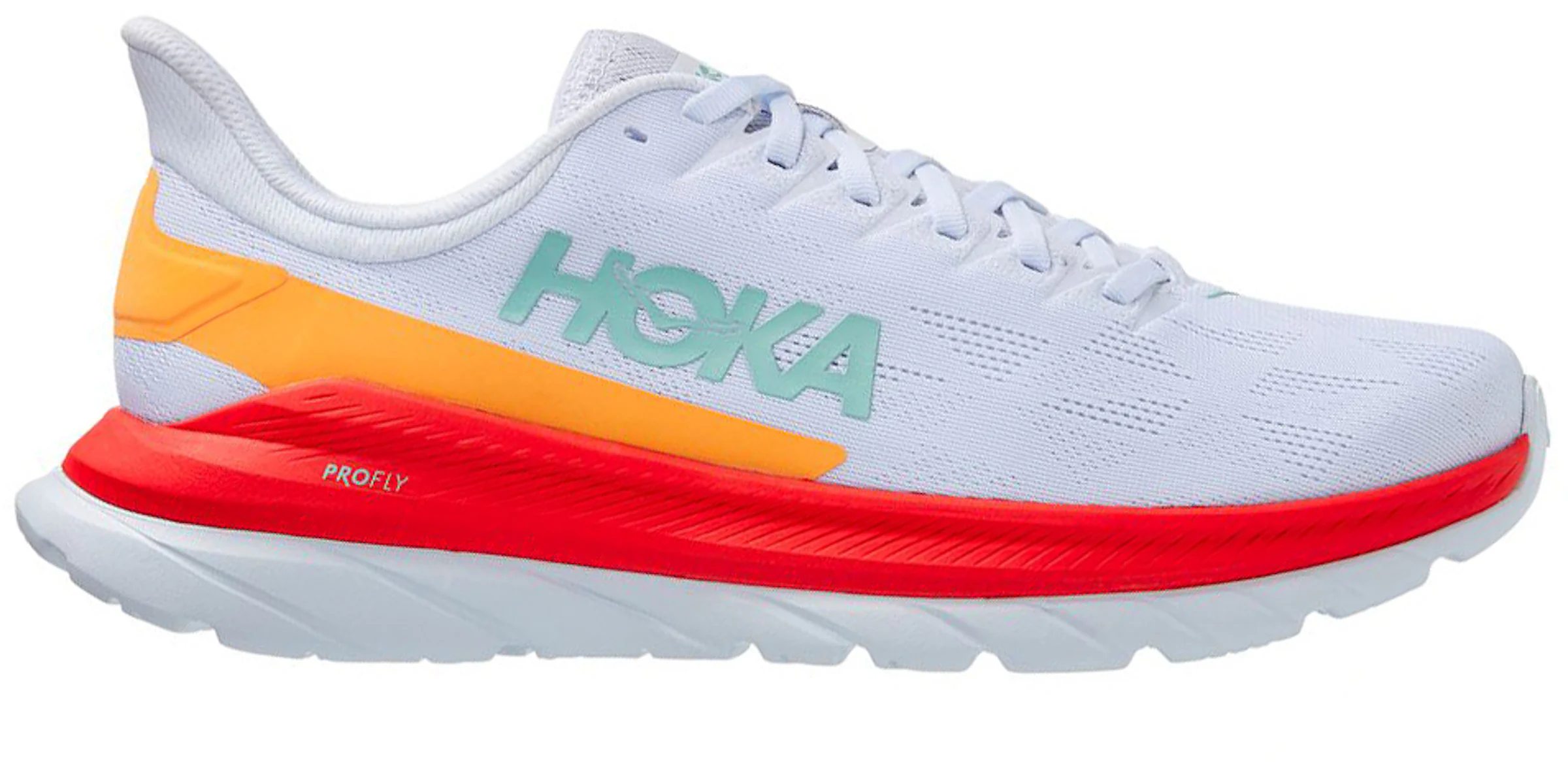 Hoka One One M Mach 4 White Red Orange Running Shoes Sneakers Men's Size 12  D