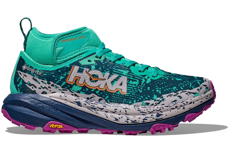 Pre-owned Hoka Speedgoat 6 Mid Goretex (women's) Sneakers In Electric Aqua/midnight