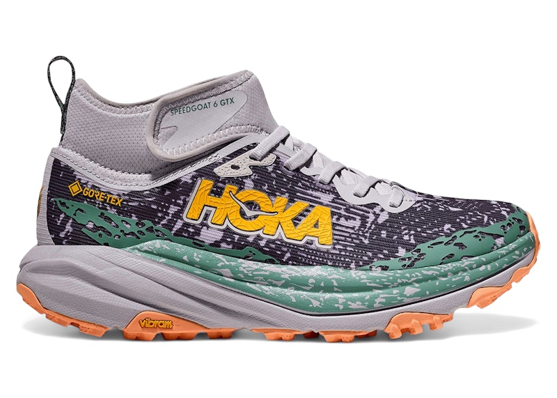 HOKA Women's Speedgoat 6 Mid GORE-TEX Trail Shoes in Ash Grey/Charcoal Grey - 1155153-AYC