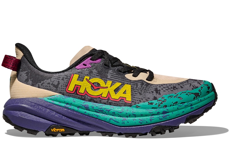 Men's Hoka One One Speedgoat 6 Sneakers in Oatmeal/Mountain Iris