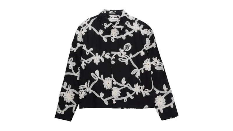 Men's Honor The Gift Floral Ribbon Button Up Shirt in Black