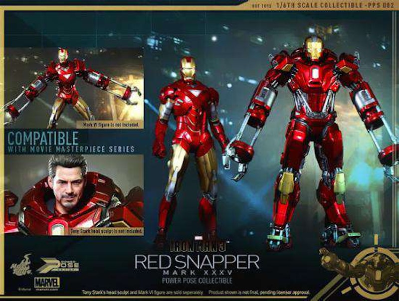 POWER POSE Iron Man 3 IRON MAN MARK 35 XXXV RED SNAPPER 1/6 FIgure Hot —  akibashipping