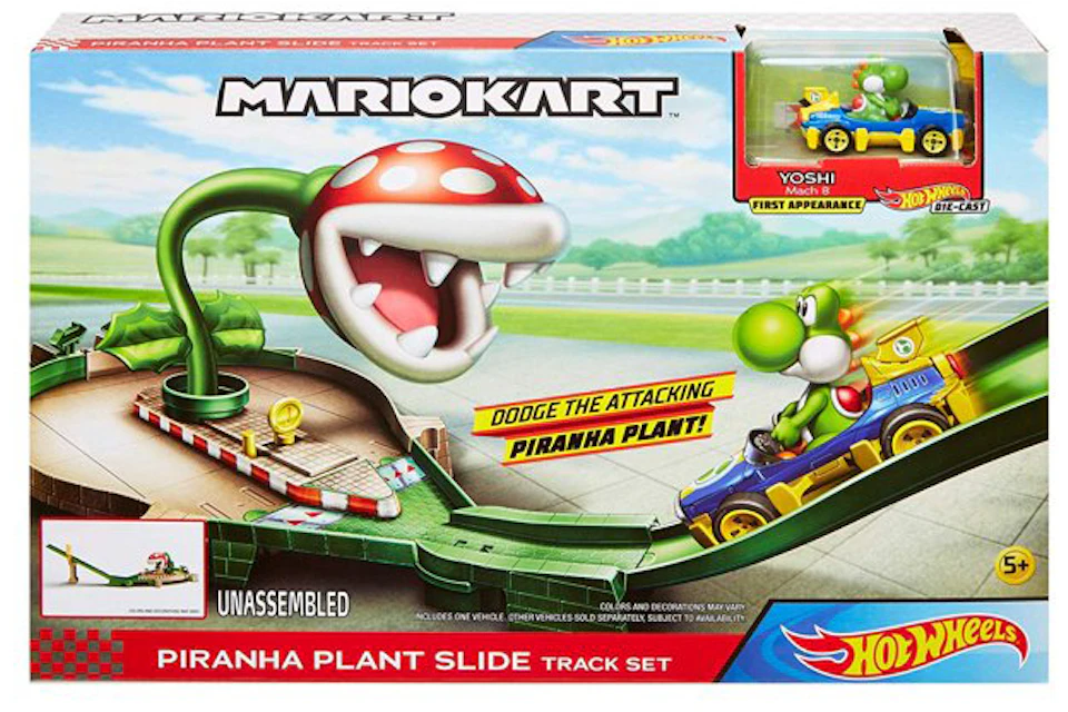 Danubio extraterrestre Peculiar Hot Wheels Mario Kart Piranha Plant Slide Track Set - ES