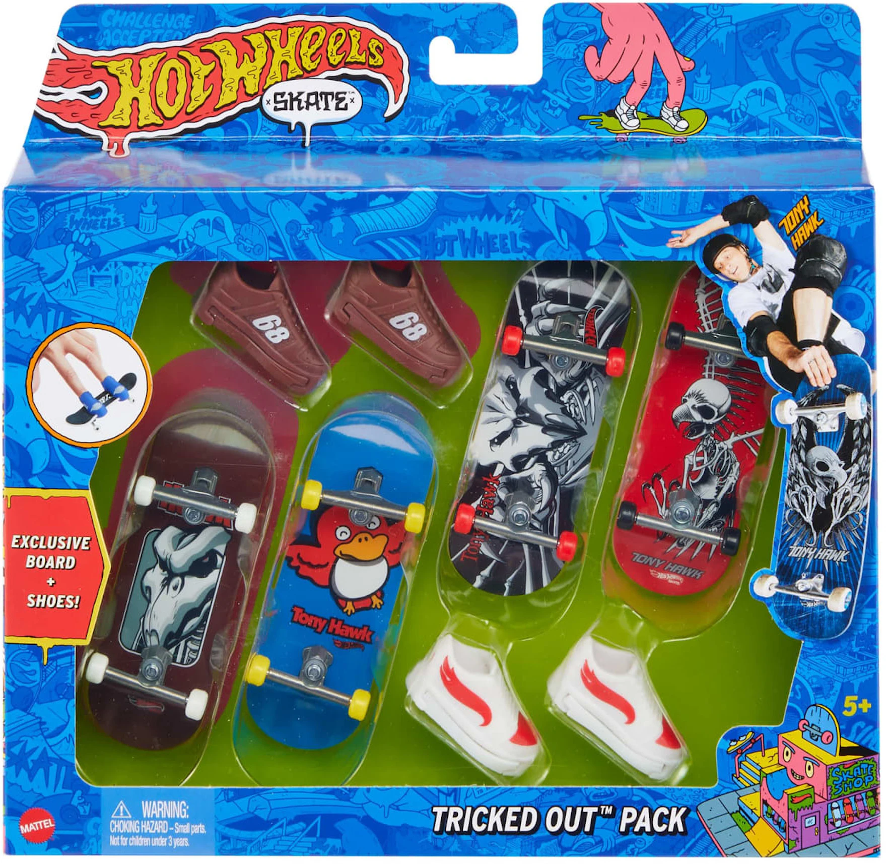 Hot Wheels x Tony Hawk Fingerboards & Skate Shoes Multipack - SS22 - US