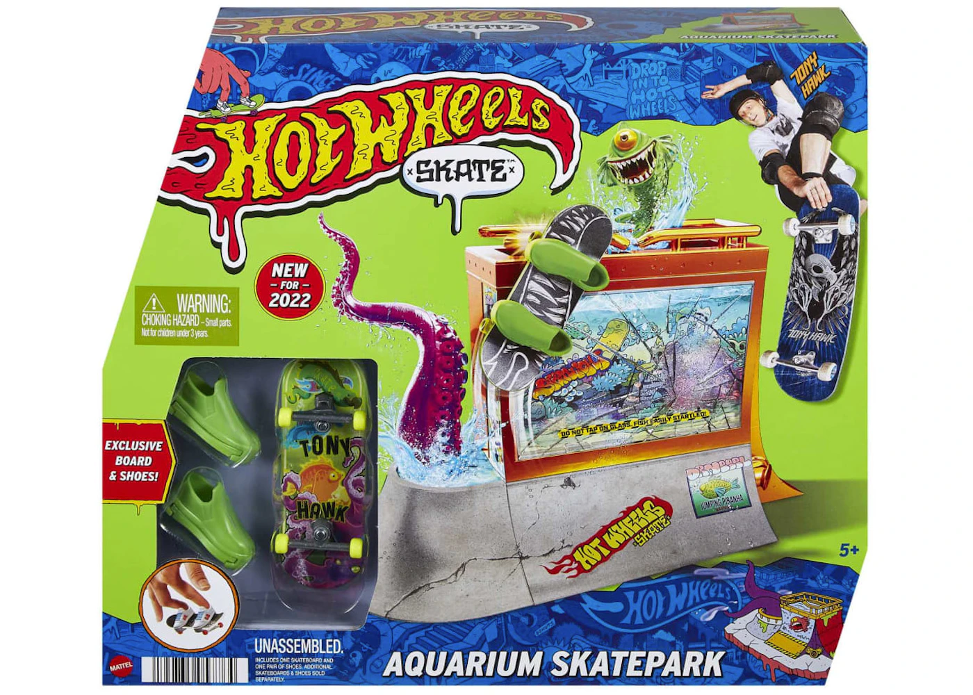 Hot Wheels x Tony Hawk Skate Aquarium Skatepark With 1 Fingerboard
