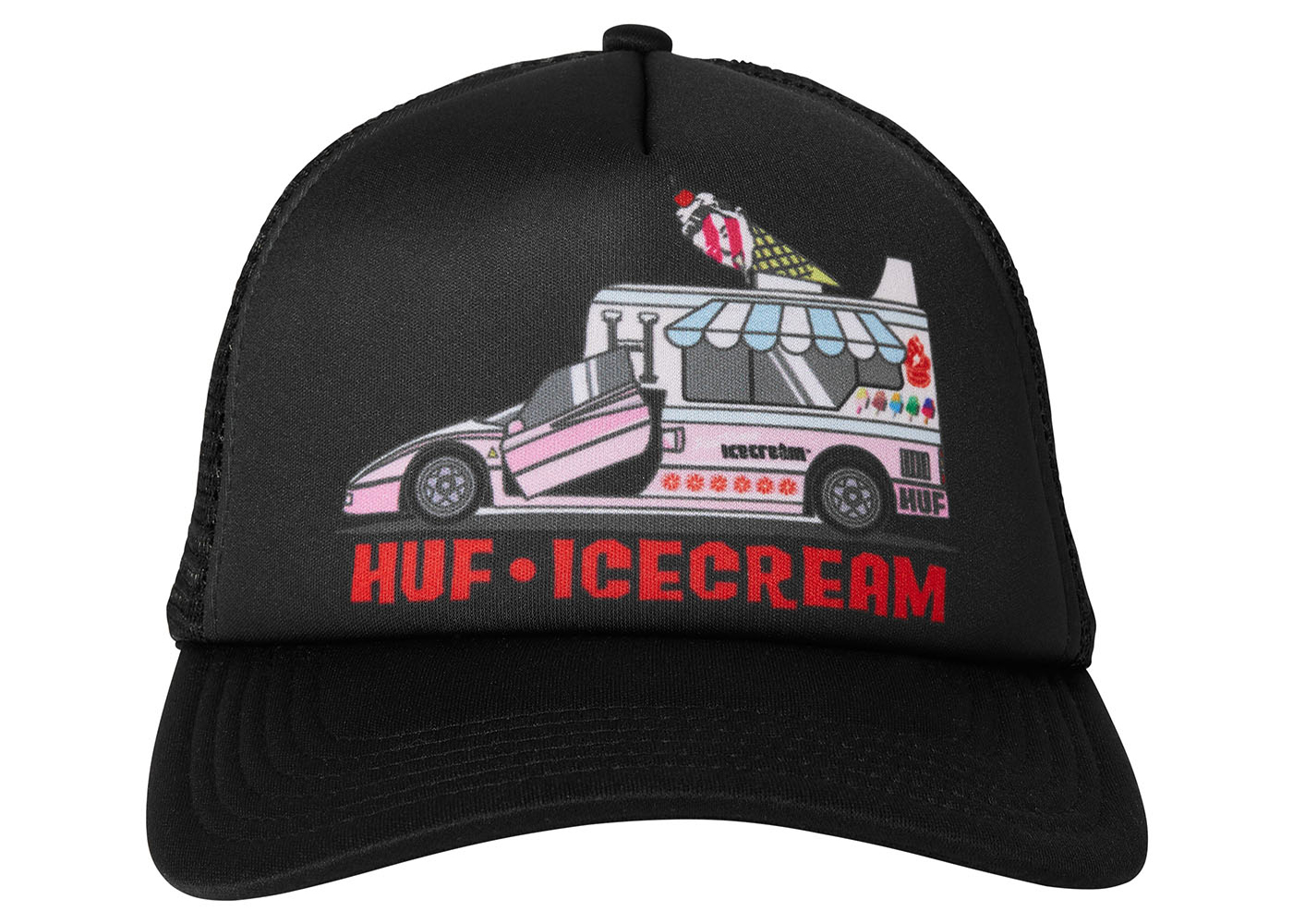 HUF x Ice Cream Fast Serve Trucker Hat Black - FW22 - JP