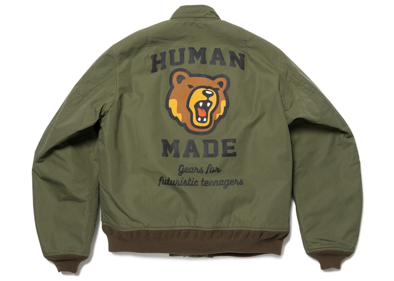 Human Made Bear Flight Jacket Olive Drab Men's - SS23 - US