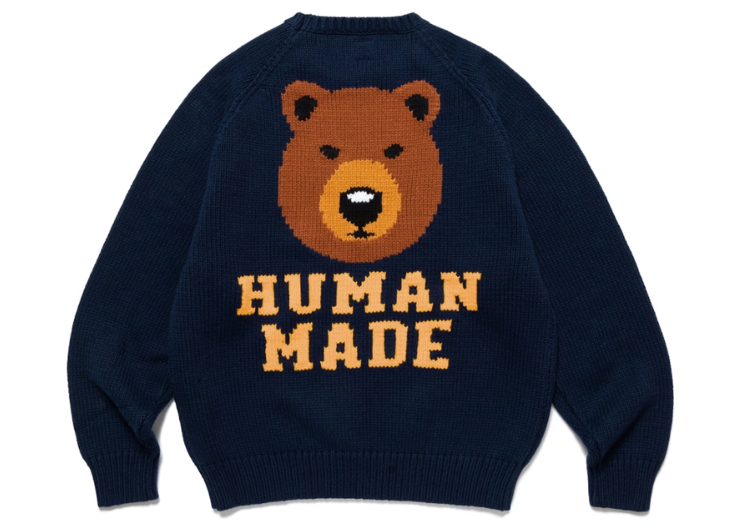 Pre-owned Human Made Bear Raglan Knit Sweater Navy