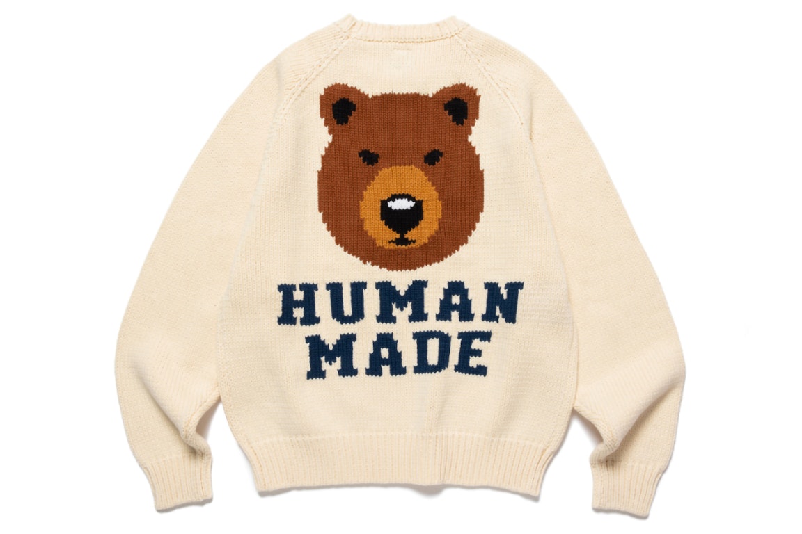 Pre-owned Human Made Bear Raglan Knit Sweater White