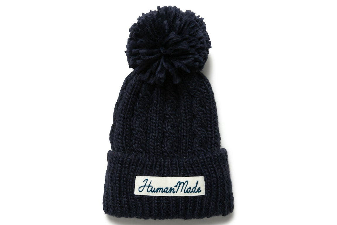 Pre-owned Human Made Cable Pop Beanie Navy