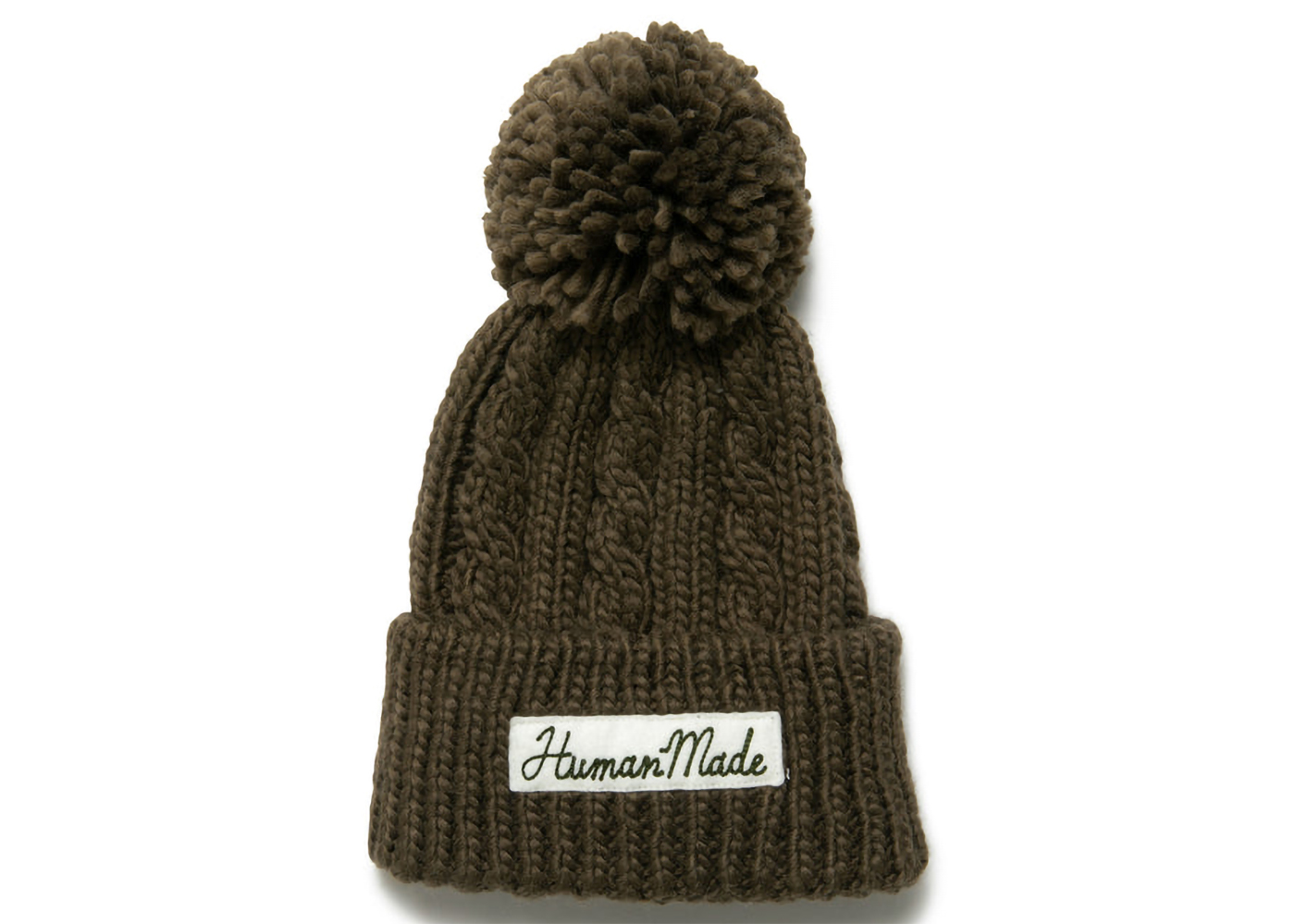 Human Made Cable Pop Beanie Olive Drab - FW22 - US
