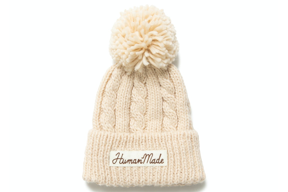 Pre-owned Human Made Cable Pop Beanie White