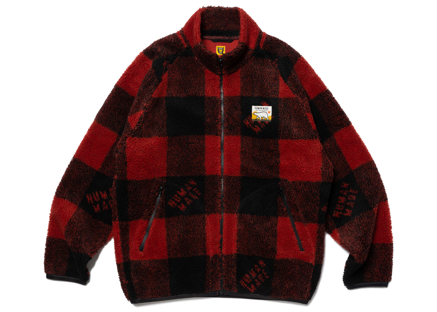 Human Made Check Boa Fleece Jacket Red Men's - FW22 - US