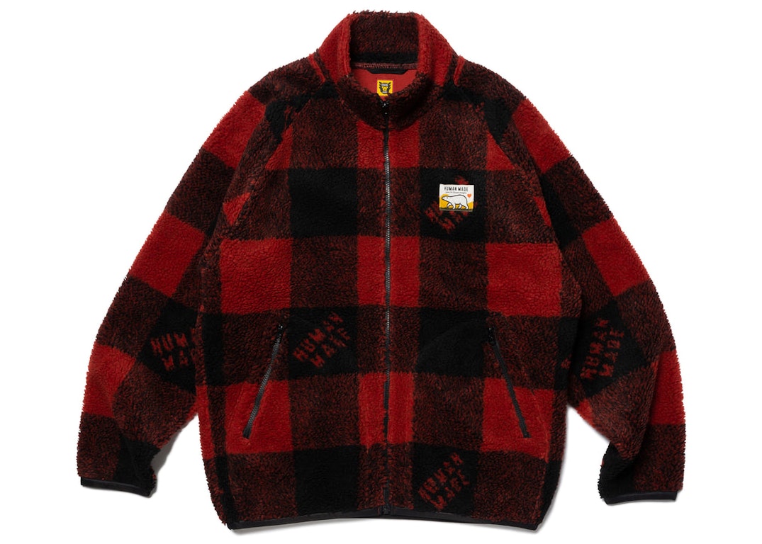 Pre-owned Human Made Check Boa Fleece Jacket Red
