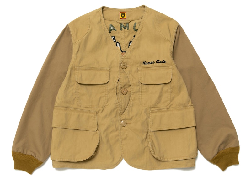 Human Made Collarless Hunting Jacket Beige Men's - SS23 - US