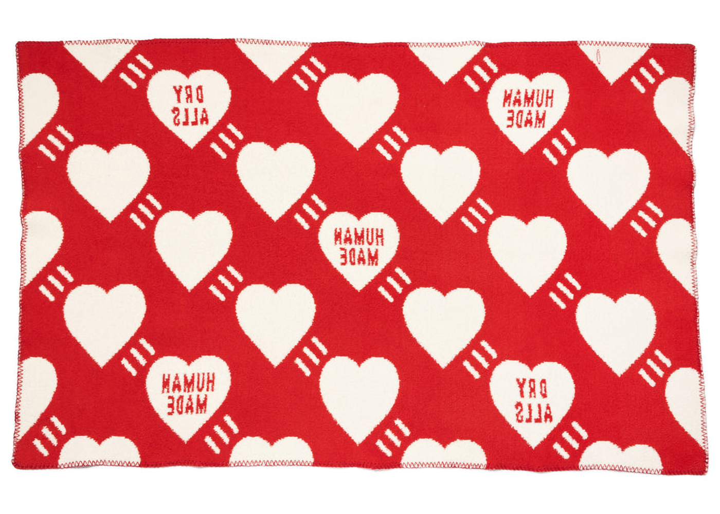 Human Made Cozy Heart Logo Blanket White Red