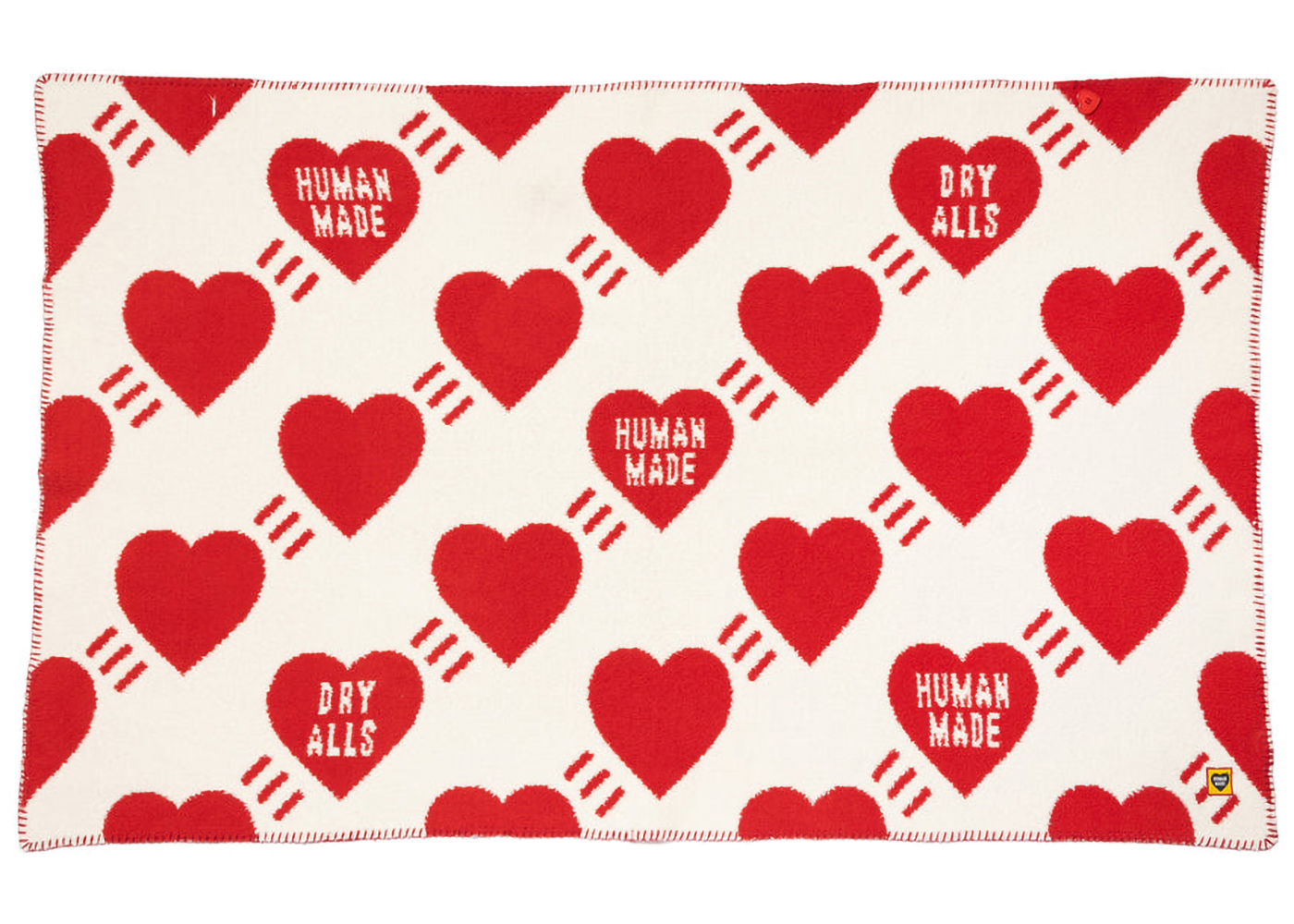 Human Made Cozy Heart Logo Blanket White Red - SS23 Men's - US