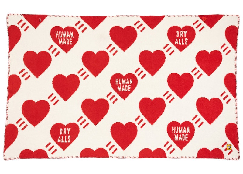 Human Made Cozy Heart Logo Blanket White Red Men's - SS23 - US