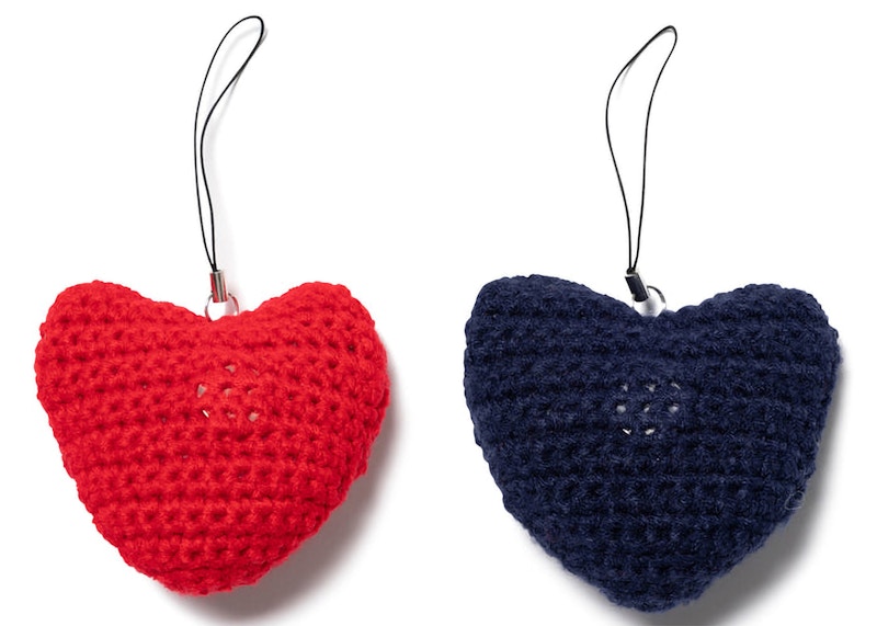 Human Made Crocheted Heart Keychain Red Navy - FW22 - US