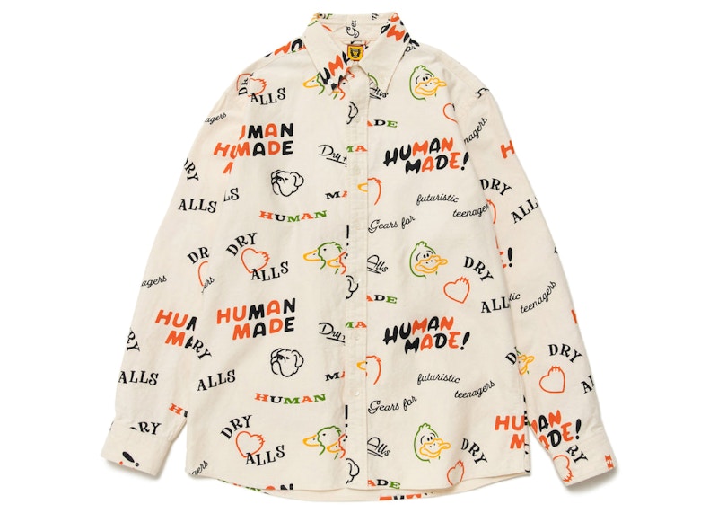 Human Made Dry Alls Duck Printed BD L/S Shirt White Men's - SS23 - US