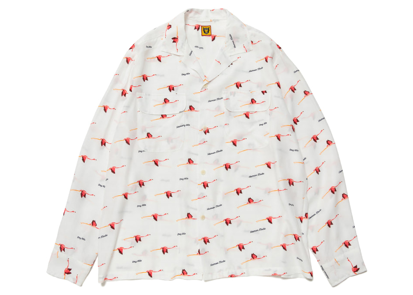 Human Made Flamingo Open Collar L/S Shirt White - SS23 Men's - US