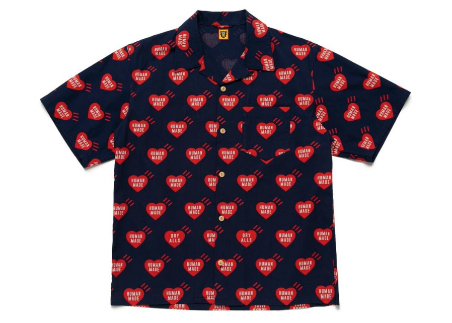 Human Made Heart Aloha Shirt Navy Men's - SS22 - GB