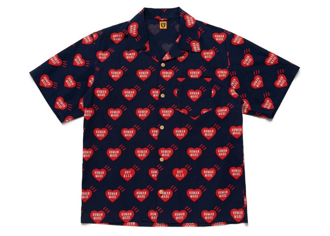 Pre-owned Human Made Heart Aloha Shirt Navy