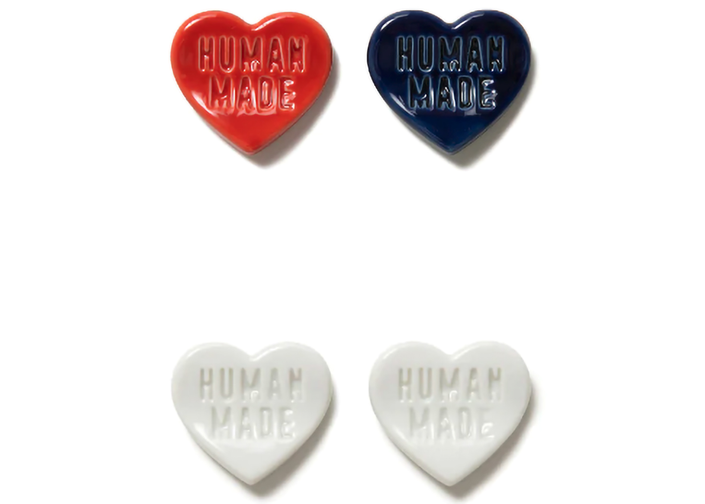 Human Made Heart Chopstick Rest (Set of 4) White Red Blue