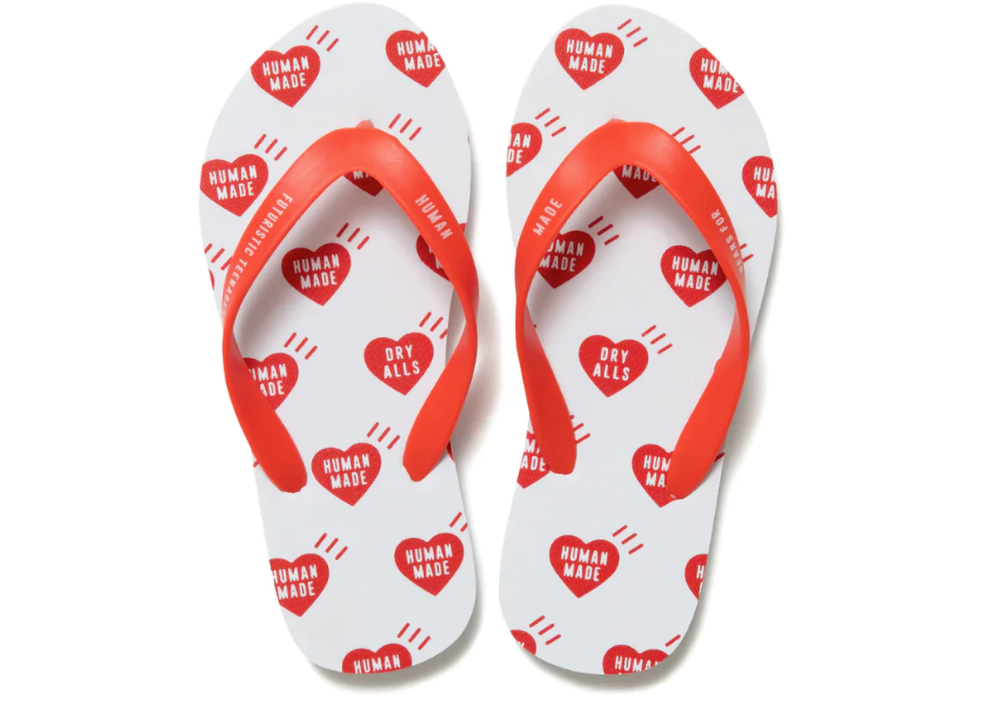 Human Made Heart Flip Flops White Red - HM23GD126 - US