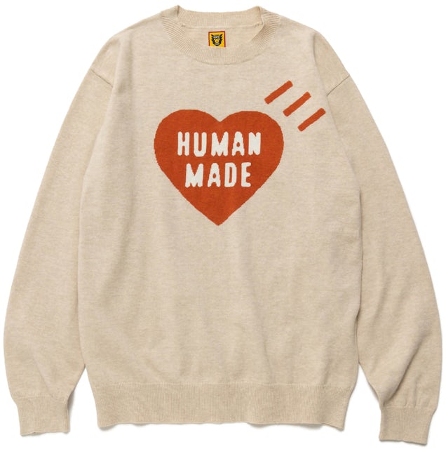 Human Made Heart L/S Knit Sweater Beige Men's - FW22 - GB