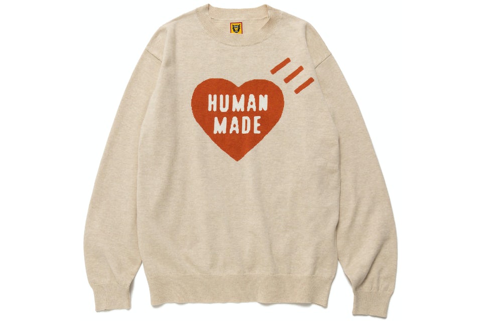 Human Made Heart L/S Knit Sweater Beige Men's - FW22 - GB