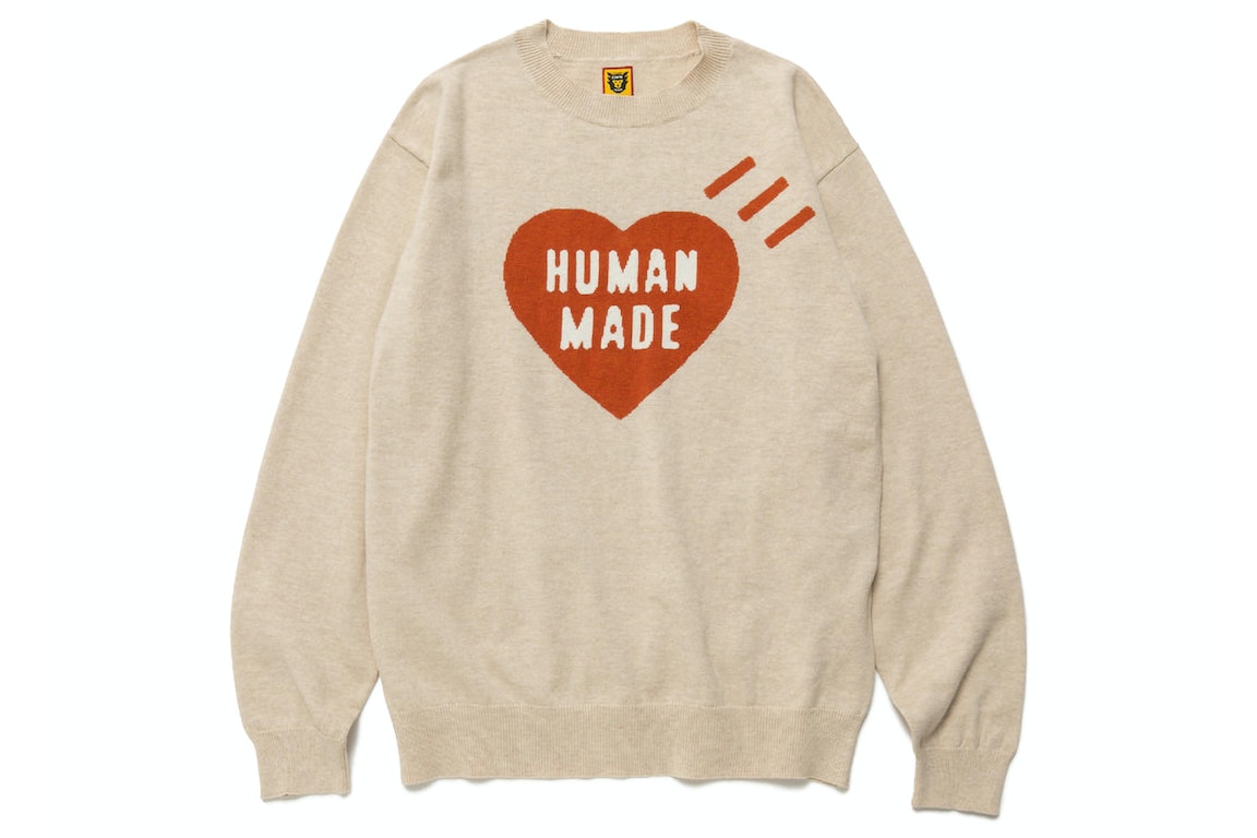 Pre-owned Human Made Heart L/s Knit Sweater Beige