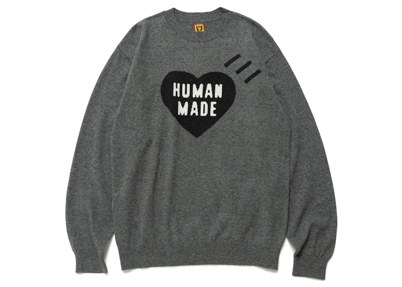 Human Made Striped Heart Knit Sweater Grey Men's - SS23 - US