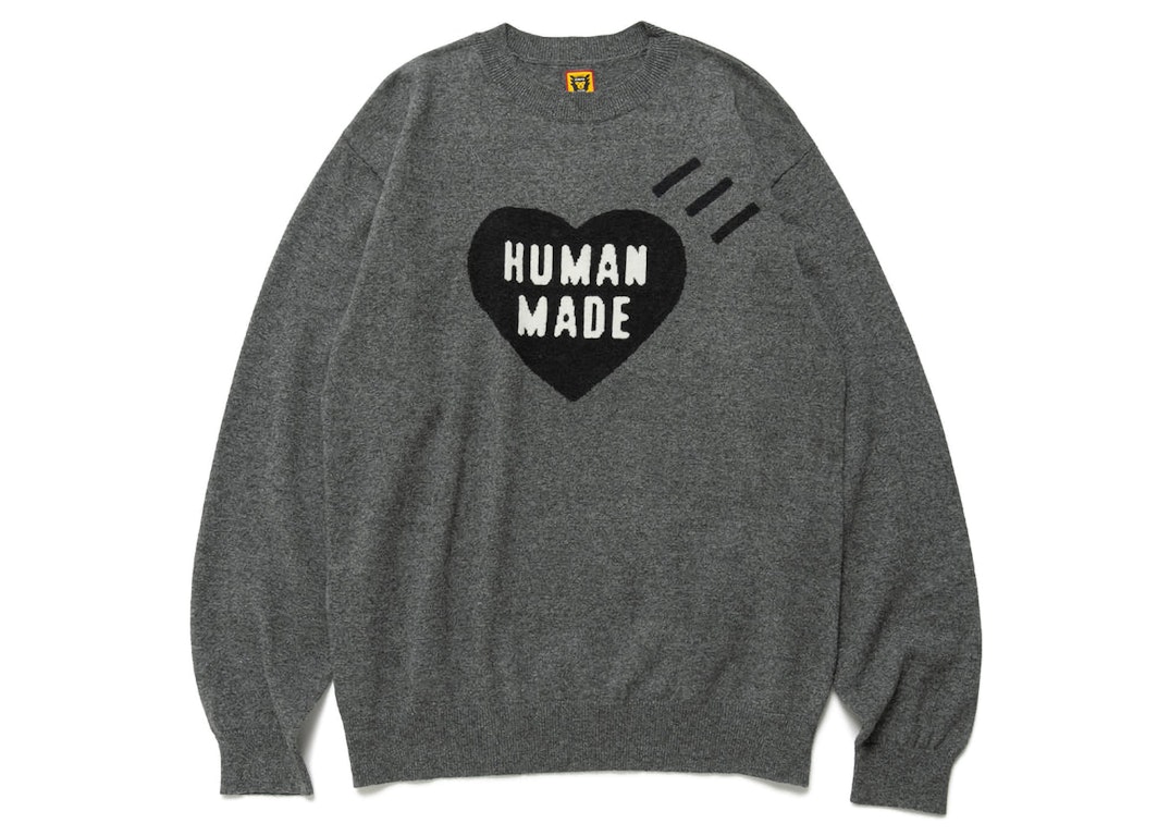 Pre-owned Human Made Heart L/s Knit Sweater Grey