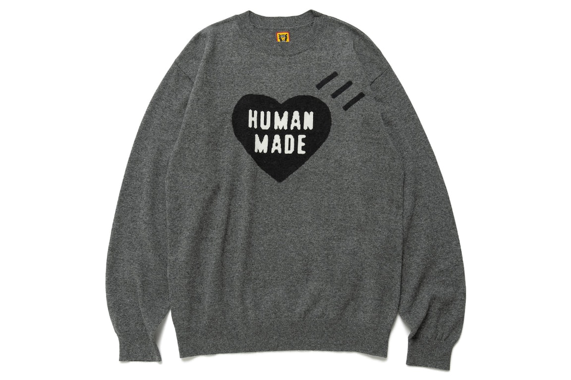Pre-owned Human Made Heart L/s Knit Sweater Grey