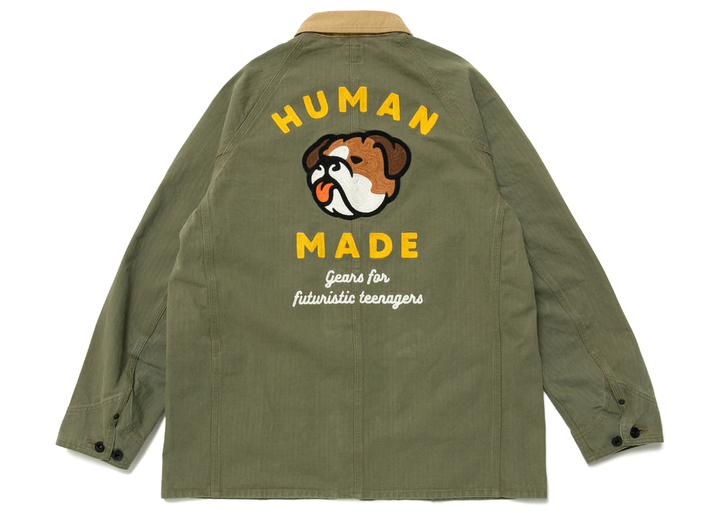 Human Made Herringbone Coverall Jacket Olive Drab Men's - SS23 - US