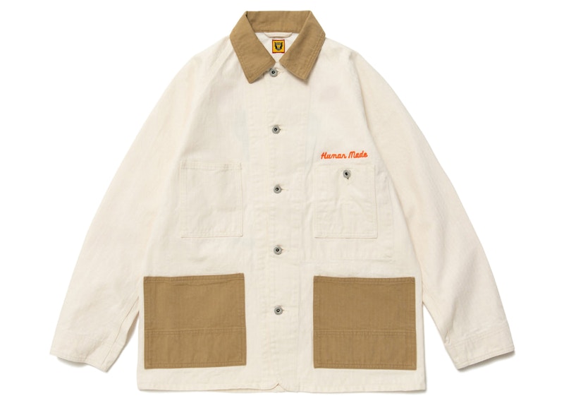 Human Made Herringbone Coverall Jacket White - SS23 - US