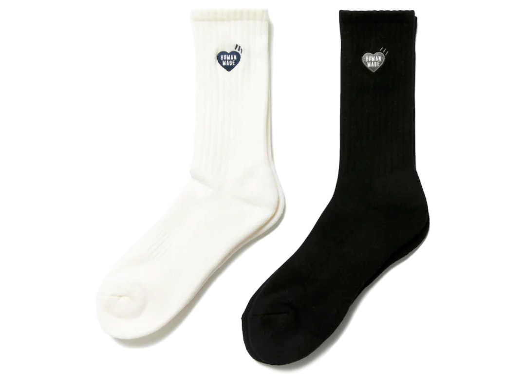 Pre-owned Human Made Pile Socks (set Of 2) Black White