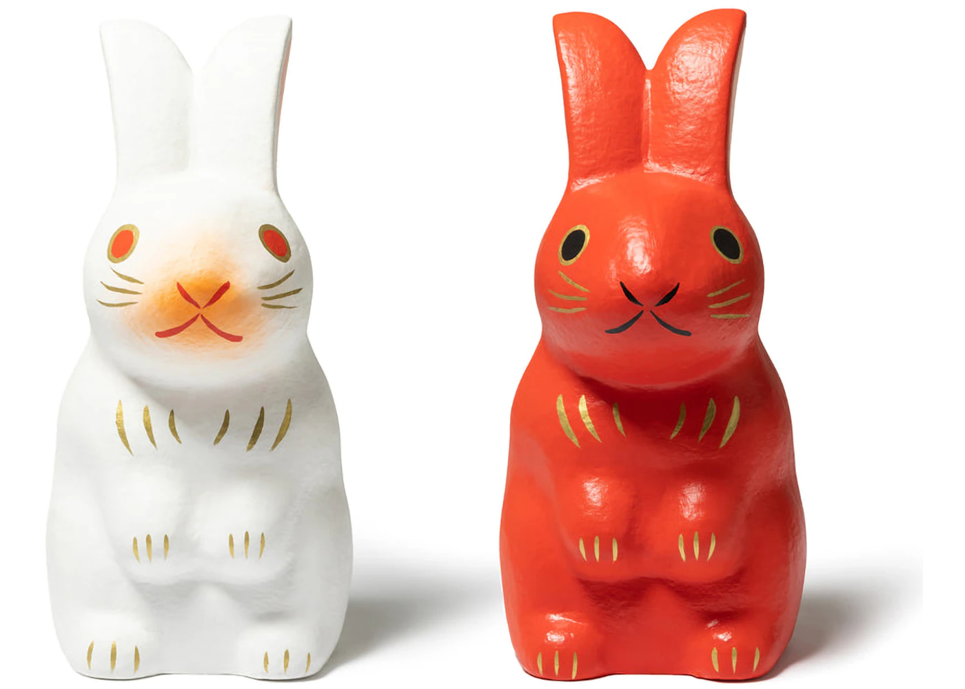 Human Made Rabbit Hariko Large Figure (Set of 2) White Red - SS23 - US