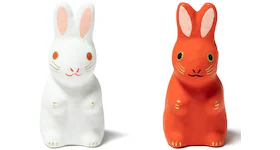 Human Made Rabbit Hariko Small Figure (Set of 2) White Red
