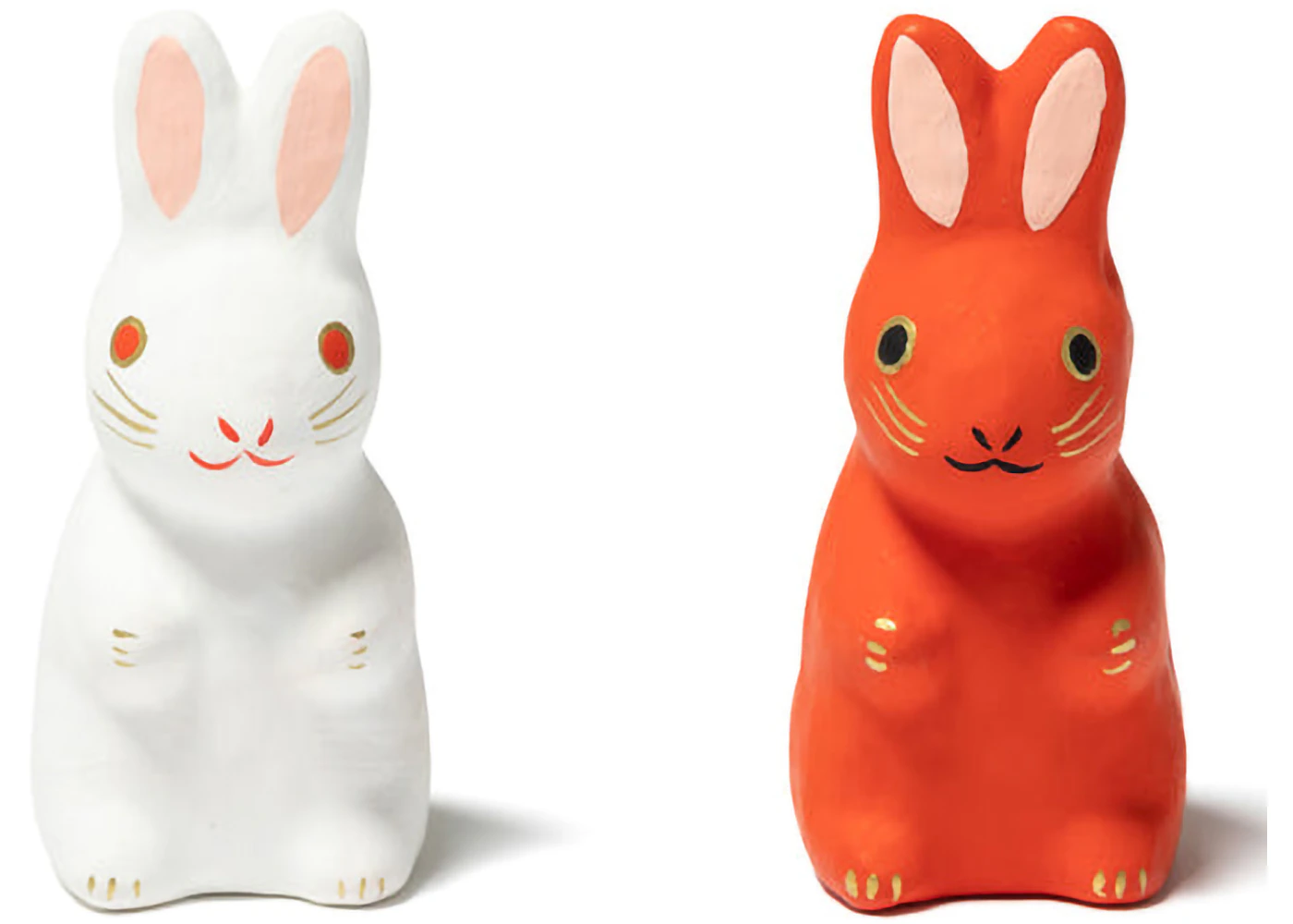 Human Made Rabbit Hariko Small Figure (Set of 2) White Red - SS23 - US