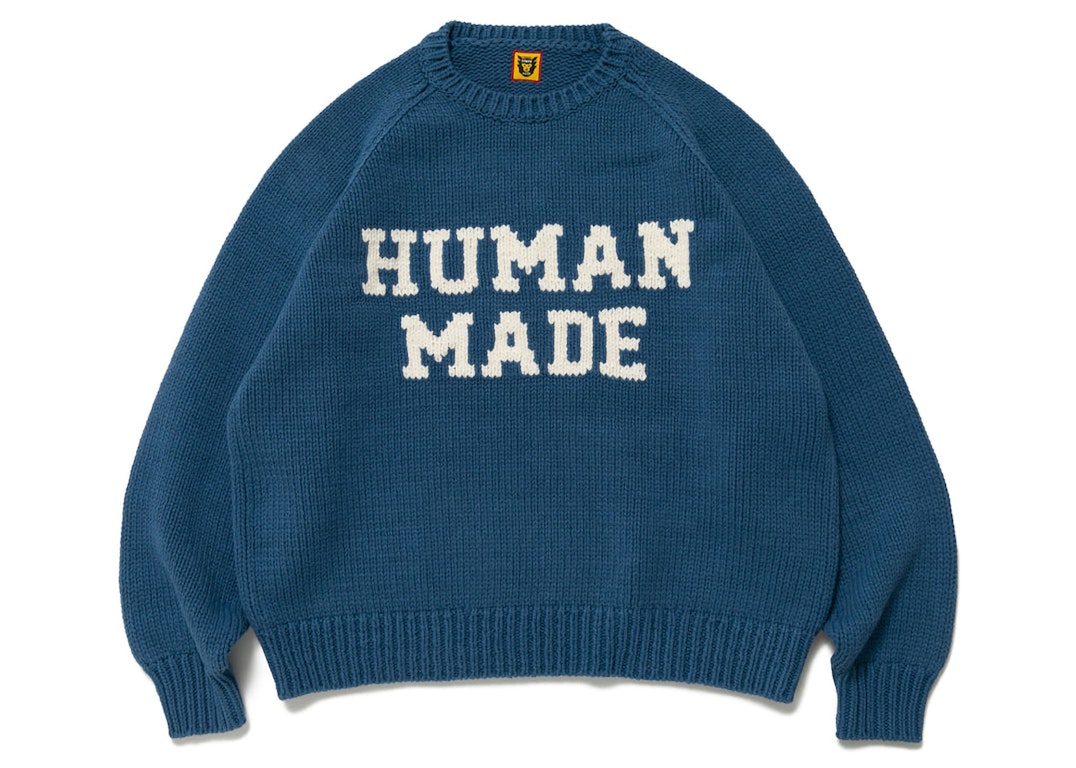 Pre-owned Human Made Rabbit Raglan Knit Sweater Blue